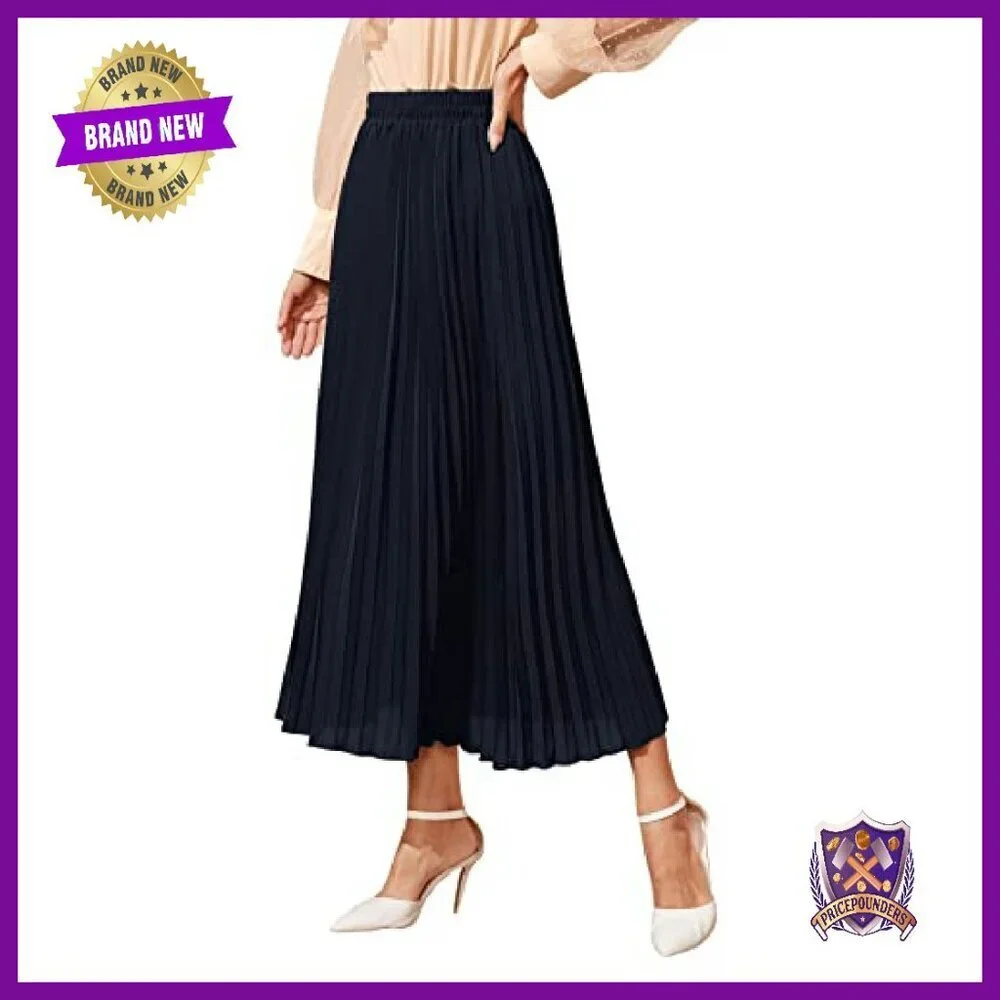 Longline Pleated Skirt Polyester Elastane Work Casual Wear